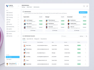 ERP Dashboard Redesign-Admin Management Dashboard UI interface product service startup ui ux web