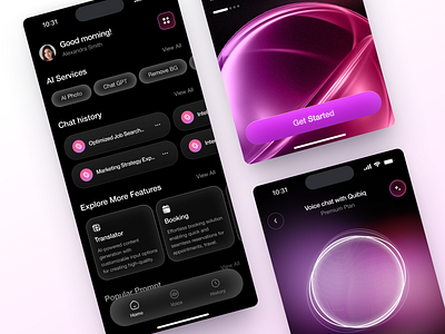 Mobile App for AI Voice Assistant & Productivity Tools app design application application design design graphic design interface ios app ios app design mobile mobile app mobile app design product service startup ui ux web