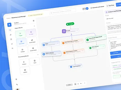 Auto — Smart AI Workflow Automation Tool Dashboard UI UX Design ai ai assistant ai dashboard app application automation business dashboard dashboard design interface design minimalist modern product design saas startup ui ui design web app web design website