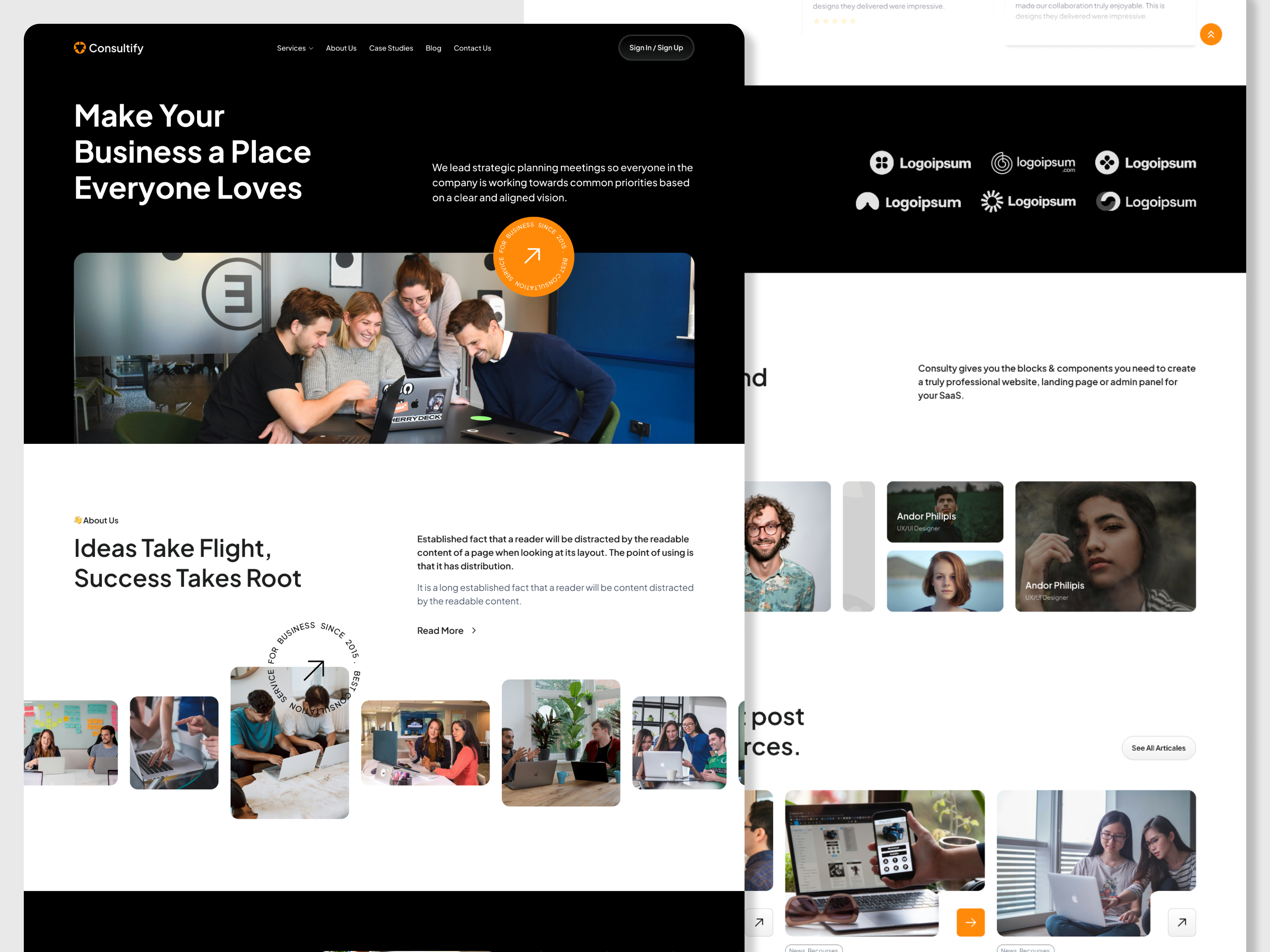 Example of Modern Website Landing Page UI/UX Design