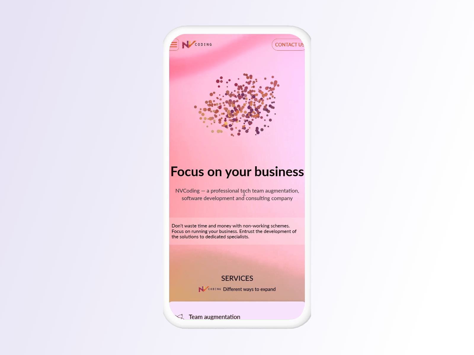 NV Coding - Company | Mobile UI | Web nvcoding.com animation landing mobile mockup motion design motion graphics ui ux website