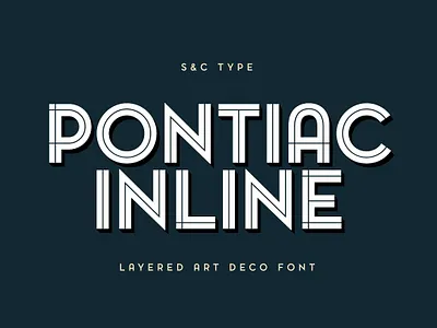 Pontiac Inline Font Collection animation art deco bicolor chic branding decorative display geometric graphic design headline inline logo modern technical motion graphics pontiac inline font collection sans serif