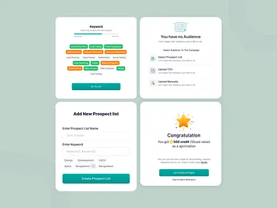 Prospect Management UI– For Lead Generation automation componentdesign dashboarddesign keywordsearch leadgeneration modernui productdashboard productdesign prospecting saas saasdesign ui design uidesign userinterface uxdashboard visualhierarchy webapp webappdesign webdesign workflow