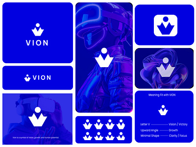VION logo and human potential. branding graphic design growth growth logo human human logo letter v logo logo logo design logo letter v logo mark logo type symbol of vision tech logo v logo victory