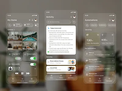 Smart home application aesthetic app application beautiful glass liquid glass product design smart home ui uiux uiux design ux
