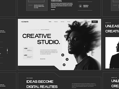 Kenth | Creative Digital Studio Website 3d animation branding creative studio design design agency design studio figma graphic design illustration logo motion graphics ui uiux ux web design