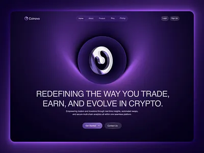 Coinovo™ Crypto Platform Hero Section UI/UX - Landing Page ai saas tech logo design brand identity branding crypto coin design crypto design crypto design landing page crypto web3 design hero section hero section web3 landing page product design web design web hero section web3 web3 design website website design
