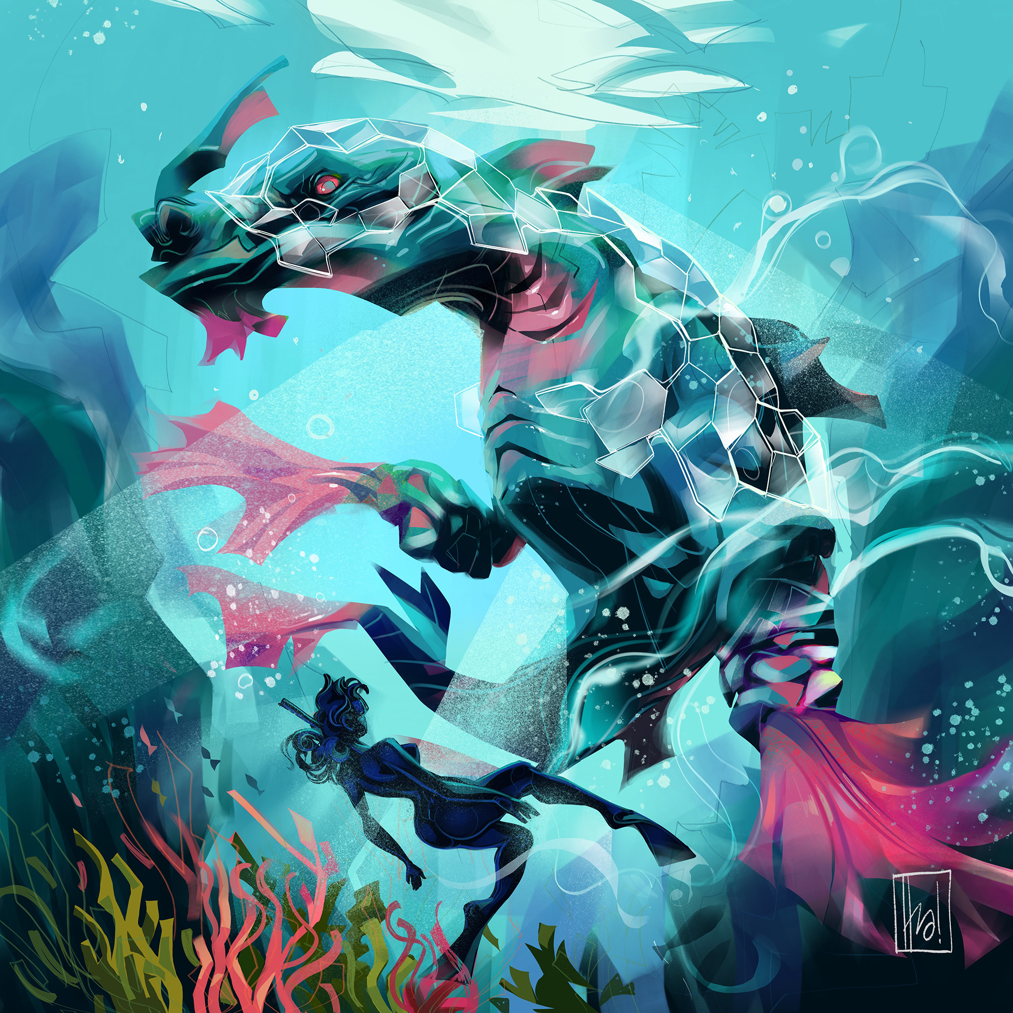 Plesiosplash 🦕🏊‍♀️💦 dynosaours encounter fabtasy art illustration sub water experience