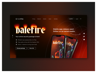 Balefire VPN Landing page design graphic design home page homepage landing landingpage ui website