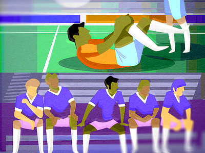 Vintage Football animation bench character field football graphic design illustration injury knee players soccer stadium vintage