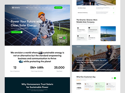 Solar Energy Landing Page Design clean design clean energy convert design creative landing page eco friendly energy website green tech high converting landing page landing page modern design renewable energy responsive design solar energy solar panel solar power ui design ux design web design website website design