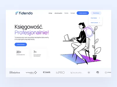 Fidendo hero section accountant fidendo gradient graphic design headings hero illustration landingpage visux web design website