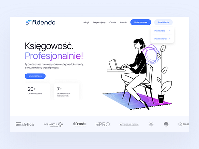 Fidendo hero section accountant fidendo gradient graphic design headings hero illustration landingpage visux web design website