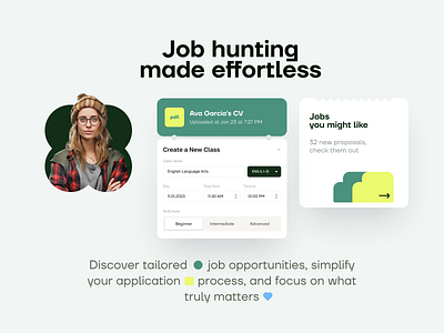 job hunting branding clean dashboard design green hr minimal saas simple ui voit widgets xandovoit