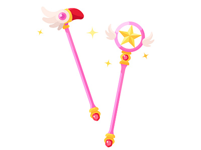 Сardcaptor Sakura magic items, vector daily illustration 2022 2d anime artwork cardcaptor sakura challenge daily design flat game design graphic graphic design illustration inspiration logo sailor moon ui vector