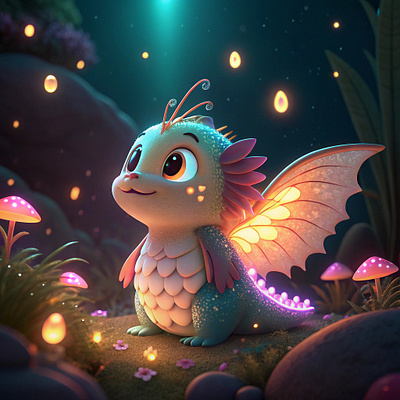 "Starlight Wyrmling" | A Serene Fantasy Character Illustration 3d adobe illustrator art character design fashion design illustration