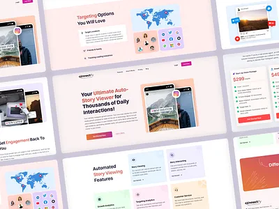Connectify - Instagram Marketing Landing Page conversion oriented design cro landing page landing page design marketing landing page marketing website saas landing page saas website u ui ui design uiux ux ux design web design website design