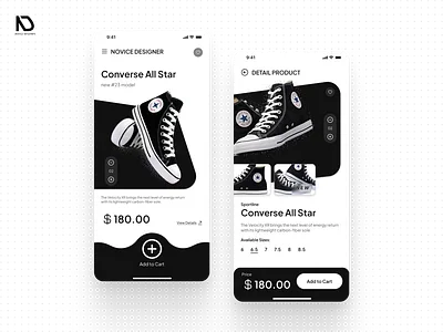 Minimalist Sneaker Store App (Monochrome)