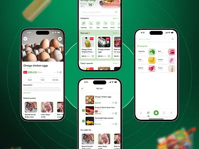 Modern Grocery App UI – Seamless Shopping Experience android appdesign branding ecommerce flutter food delivery app grocery app ios mobileappdevelopment shopping app ui uiux user interface ux design