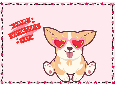 Valentine's Day Card card design dog figma hearts pink red valentine valentines day valentines day car