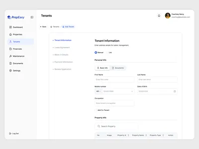 Add Tenant - Streamlined Onboarding for Property Management SaaS app design branding dashboarddesign design designsystem illustration interfacedesign mobile app mobile app design propertymanagement realestateapp saasdesign uidesign uiux uiuxdesign userexperience webappdesign