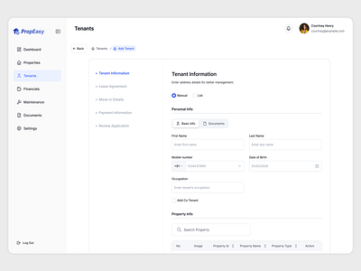 Add Tenant - Streamlined Onboarding for Property Management SaaS app design branding dashboarddesign design designsystem illustration interfacedesign mobile app mobile app design propertymanagement realestateapp saasdesign uidesign uiux uiuxdesign userexperience webappdesign