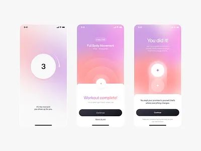 Workout complete flow app clean design fitness app minimal mobile mobile app modern ui ux