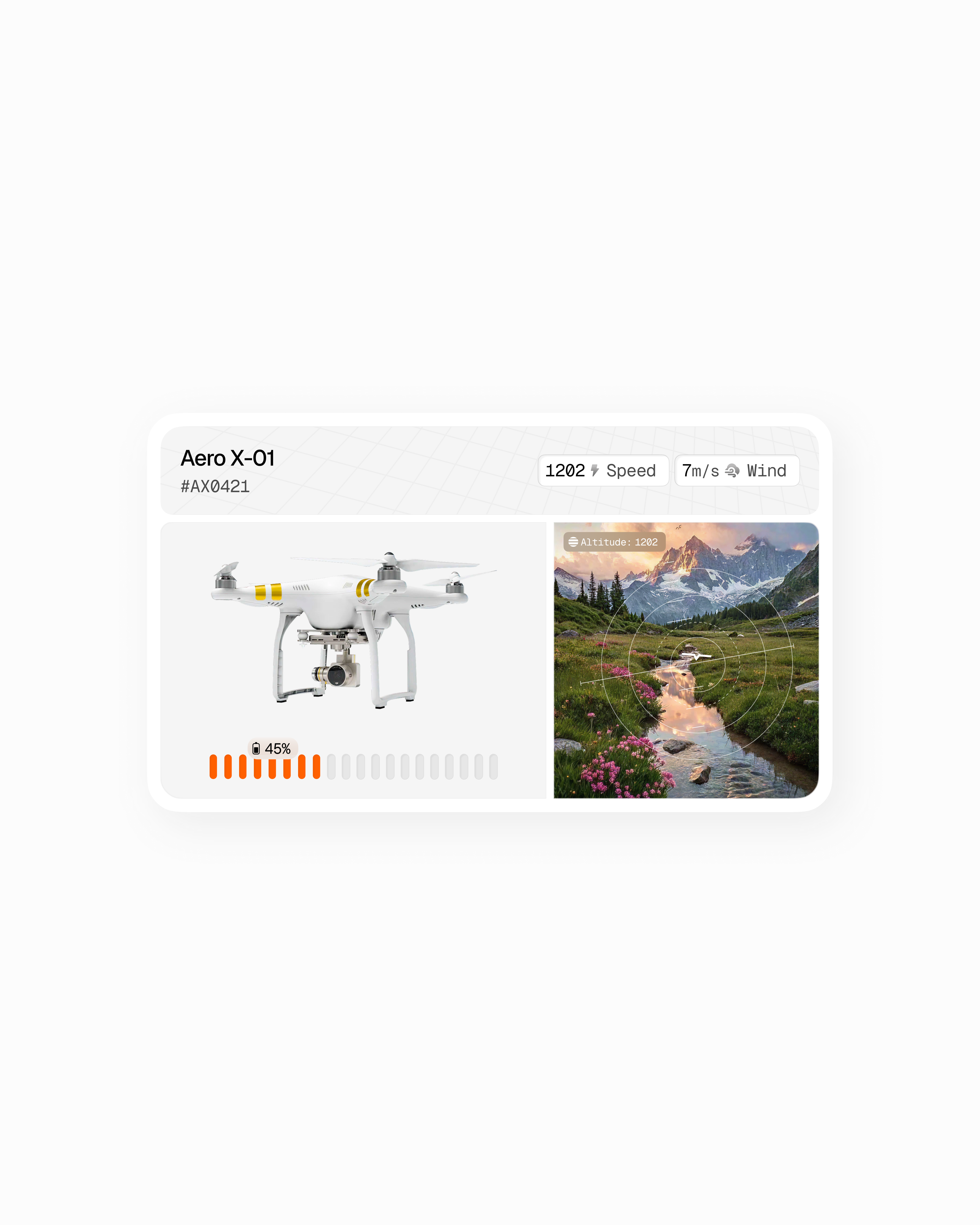 UI CARD COMPONENT ai clean drone graphic design minimal product design startup tech ui