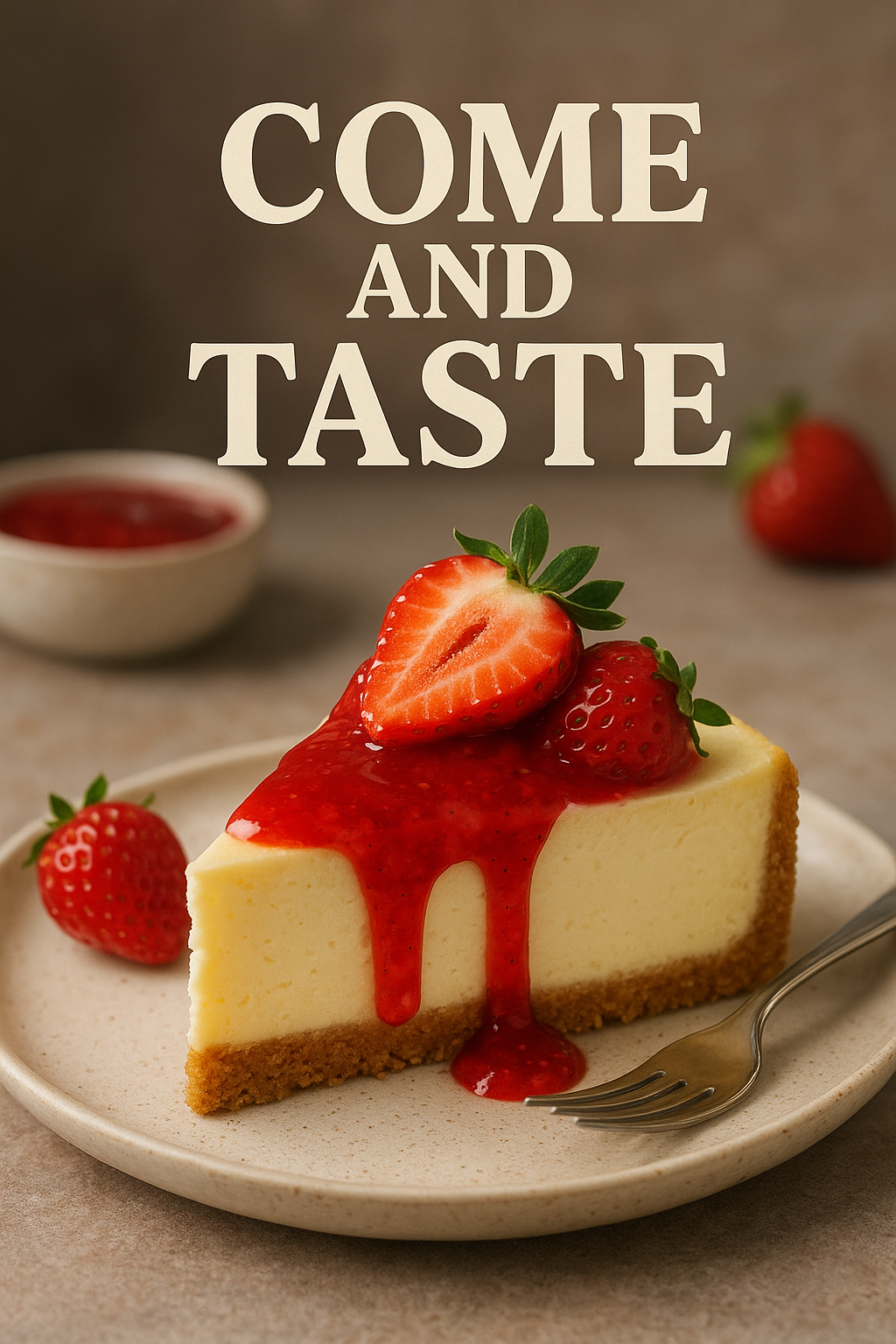 Strawberry Bliss Cheesecake — Taste the Perfection branding cheesecake creative design food art food design graphic design product styling social media design strawberry sweet treats