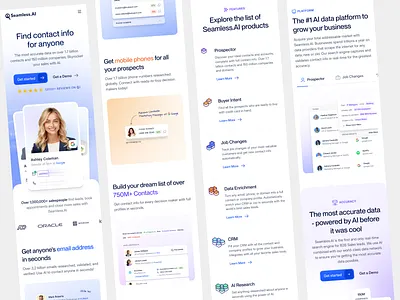 Seamless.ai website design - mobile views b2b sales clean design illustration minimal mobile design modern saas ui ux web design webflow website website design