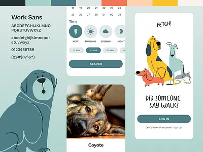 Fetch App — The fastest way to schedule a walk. branding design emma chamberlain empathetic graphic design illustration logo ui ux vector