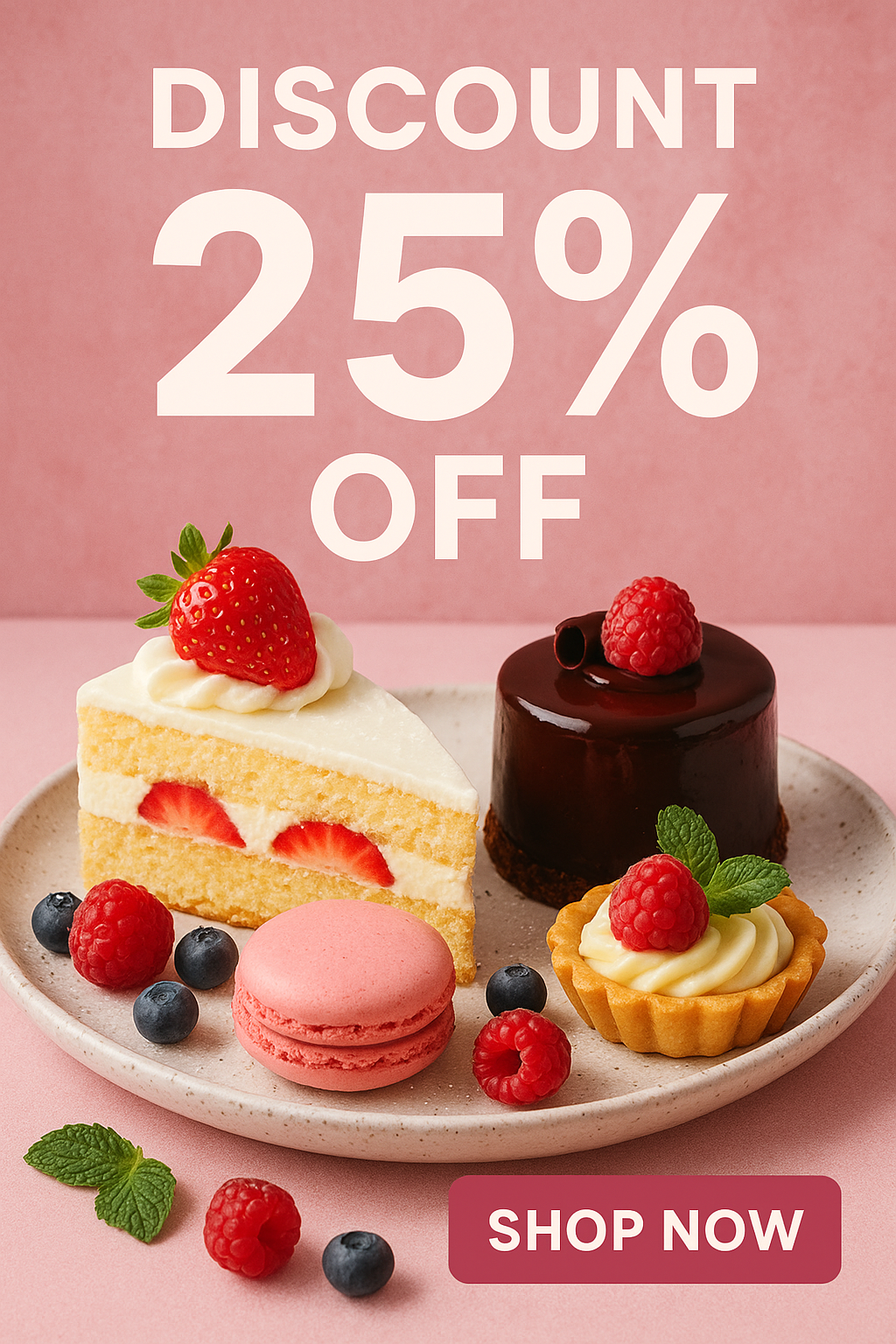 Dessert Discount Banner Design advertising bakery dessert dessert banner discount offer elegant typography food design food poster modern design mouthwatering online store pastel colors promotional design social media design sweet treats