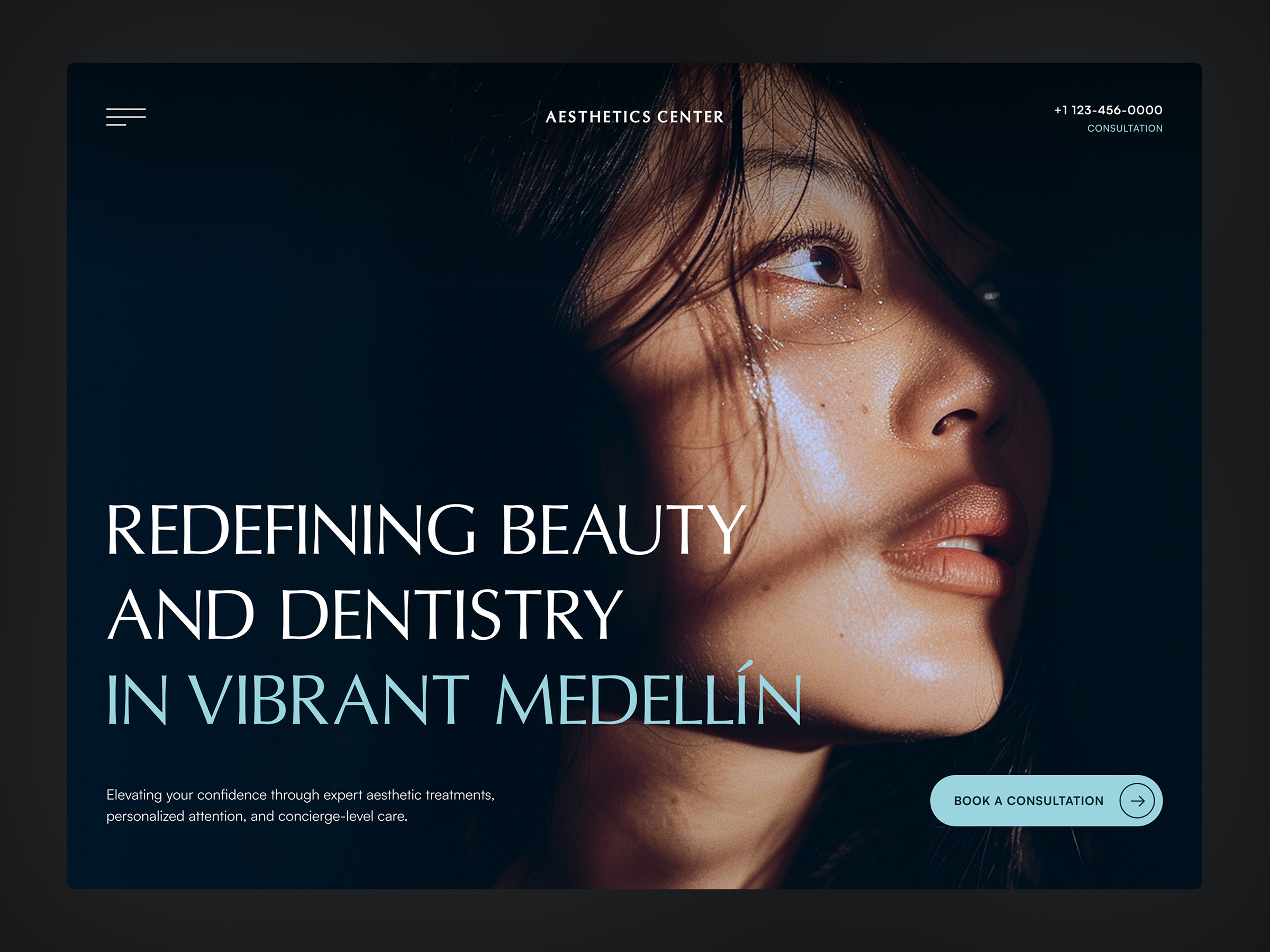 Hero Section — Aesthetic Clinic Website aesthetic clinic beauty clinic branding cinematic design clean ui creative direction dark ui digital studio healthcare hero section homepage concept landing page medical website modern layout premium website responsive design typography ux ui vibrant design web design