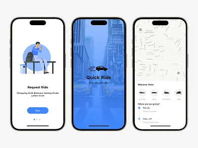 Quick Ride - App UI/UX Design app design figma figma design ui uiux design user experience user interface ux
