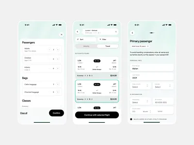 Book a flight flow pt.2 - ViaKonnect app app design clean design minimal mobile mobile app modern travel app ui user flow ux website