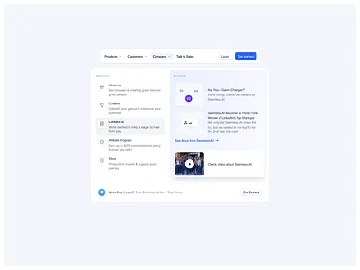 Mega menu for seamless.ai clean design mega menu minimal modern nav bar navigation ui ux web design webflow website website design