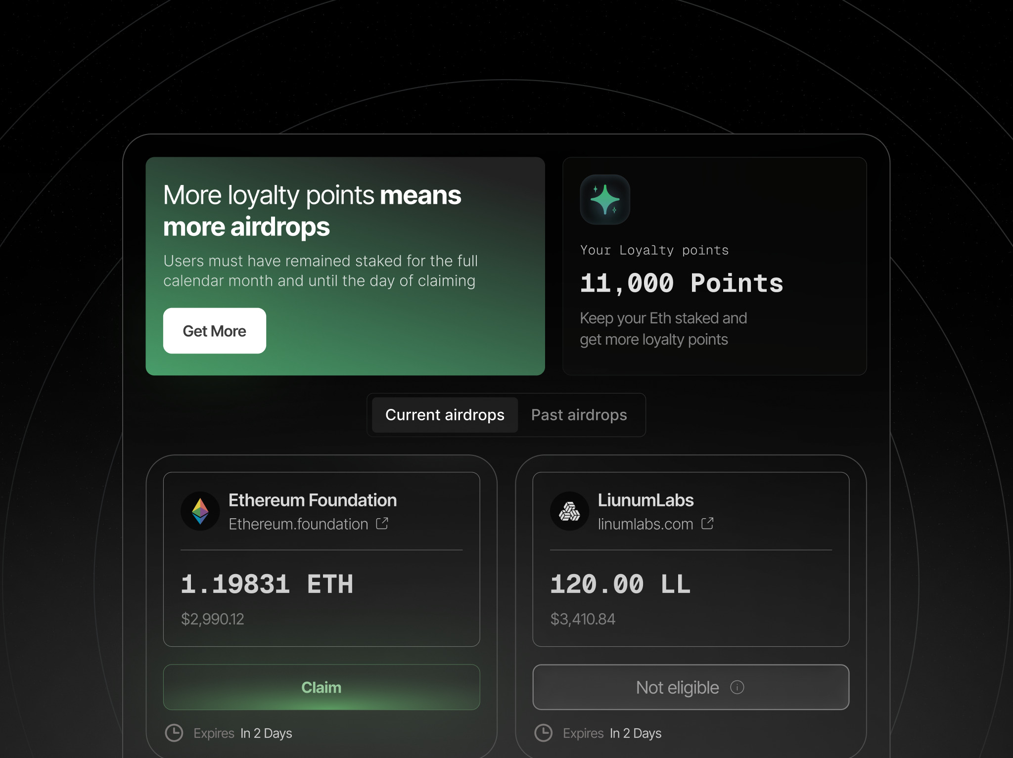 Example of Sprout DeFi — Airdrop Claim Page