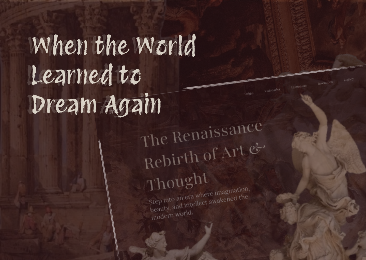 Renaissance Landing Page Concept art ui classical art creative design culture web design inspiration dribbble showcase hero section history design landing page museum website renaissance storytelling web ui concept web design