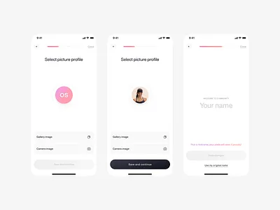 Profile setup for ChoosingHer app app design clean design minimal mobile mobile app modern onboarding profile screens profile setup ui ux