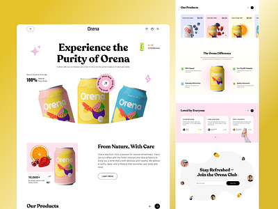 Orena- Food Beverage Drink Website Design beverage drink website beveragebrand beveragewebsite beveragewebsitedesign cold drink website colddrinkbrand colddrinkwebsite figmawebsite foodwebsite foodwebsitedesign uxdesigner websitemockup websiteuidesign