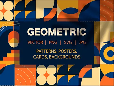 Blue and Orange Modern Geometric Kit banners bauhaus branding brutalism cards design flat geometric graphic design illustration patterns posters vector
