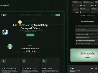 OFCash — Reward Platform SaaS Landing Page (Dark UI Design) darkmode dashboard figma fintech landingpage productdesign rewardplatform saas systemdesign uidesign uiux userexperience uxdesign webdesign website