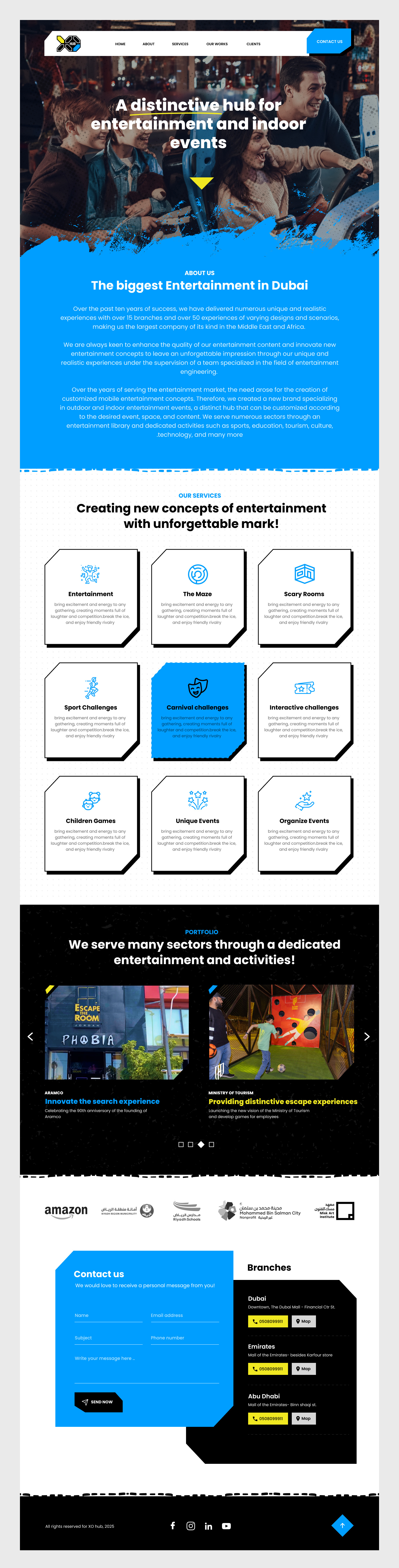 XoHub - Entertainment & Games website creative design entertainment games hub landing page ui design web design