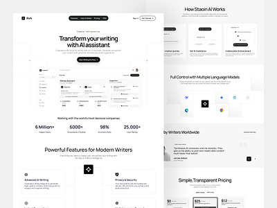 BoAI | AI Writing Assistant Landing Page ai ai writing assistant creative design landing page minimal interface product showcase saas ui ux ui web design website