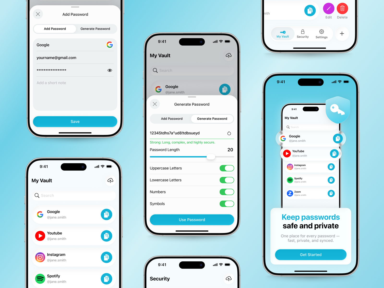 Password Manager - Mobile App IOS clean concept f ios ios 26 ios app liquid glass minimalist mobile app mvp password password keeper password management password manager privacy privacy app secure security uxui vault