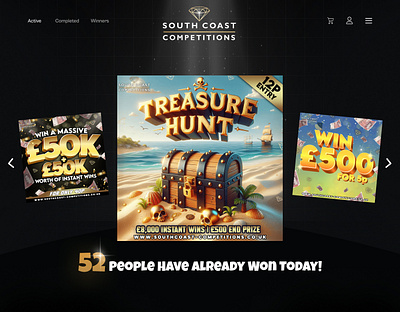 SouthCoast Competitions web design bets. competitions entertainment games landing page premium design ui design web design