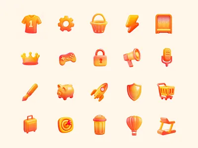 Orange Gradient Icon set 3d adobe aftereffects animation branding design flat graphic design icon illustration logo minimal motion graphics ui