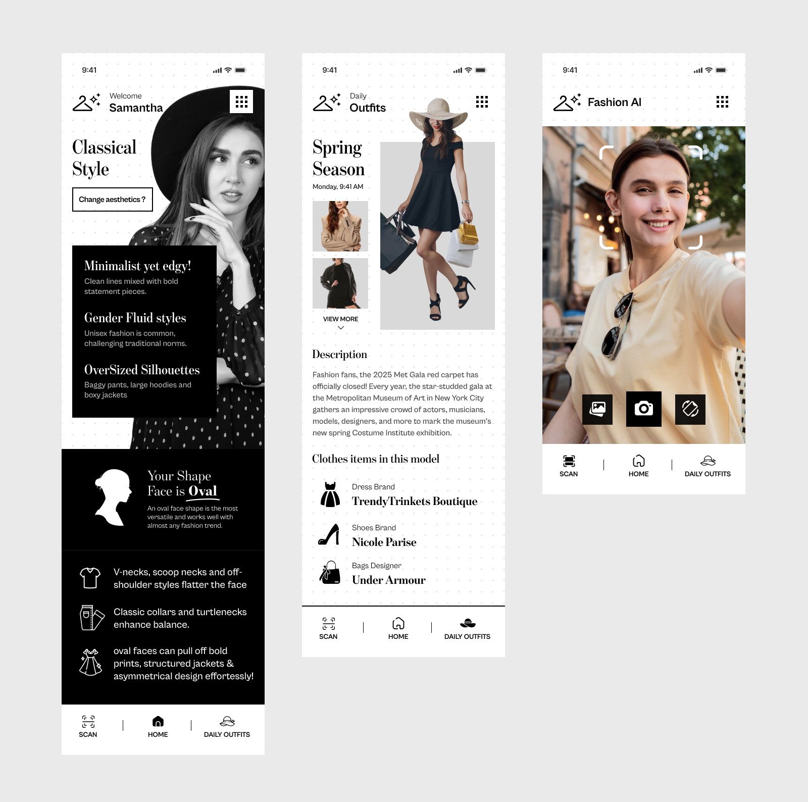 Fashion AI mobile app classic fashion minimal mobile app simple