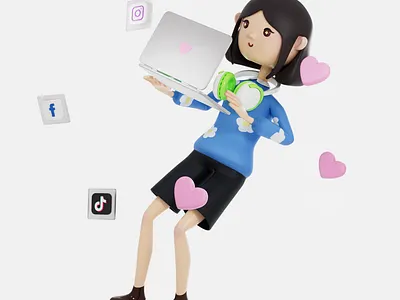 3D Character. Liya #2 3d animation character cute design for social media motion graphics smm