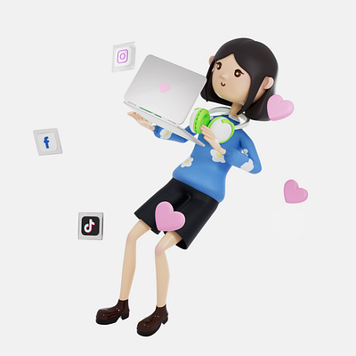 3D Character. Liya #2 3d animation character cute design for social media motion graphics smm